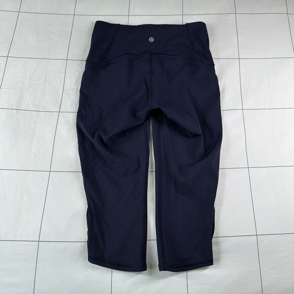 Lululemon Leggings Womens 6 Blue Lean In Crop 17" Athletic Yoga Workout Active - Picture 2 of 11